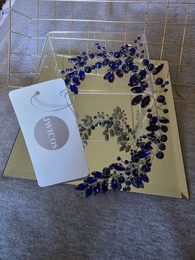 JWicos Deep Blue Crystal Hair Vine